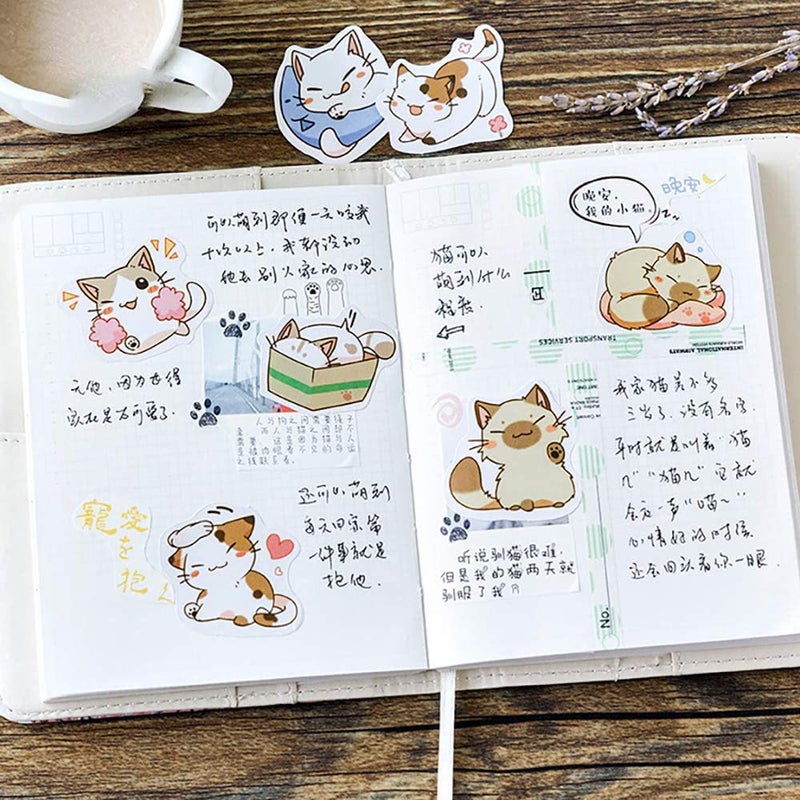Doraking Small Size Scrapbook Stickers, 45pcs Doraking Boxed DIY Decoration Super Cute Cats Stickers for Laptop Planners Scrapbook Suitcase Diary Notebooks Album(Sweet Cats, 45pcs/ Box) - Image 2
